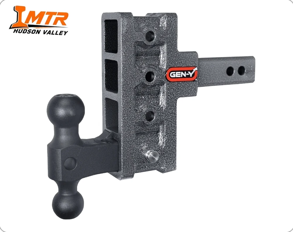 Adjustable drop hitch rental with dual ball mount