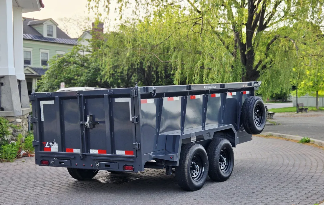 Hydraulic dump trailer rental parked in Cold Spring NY