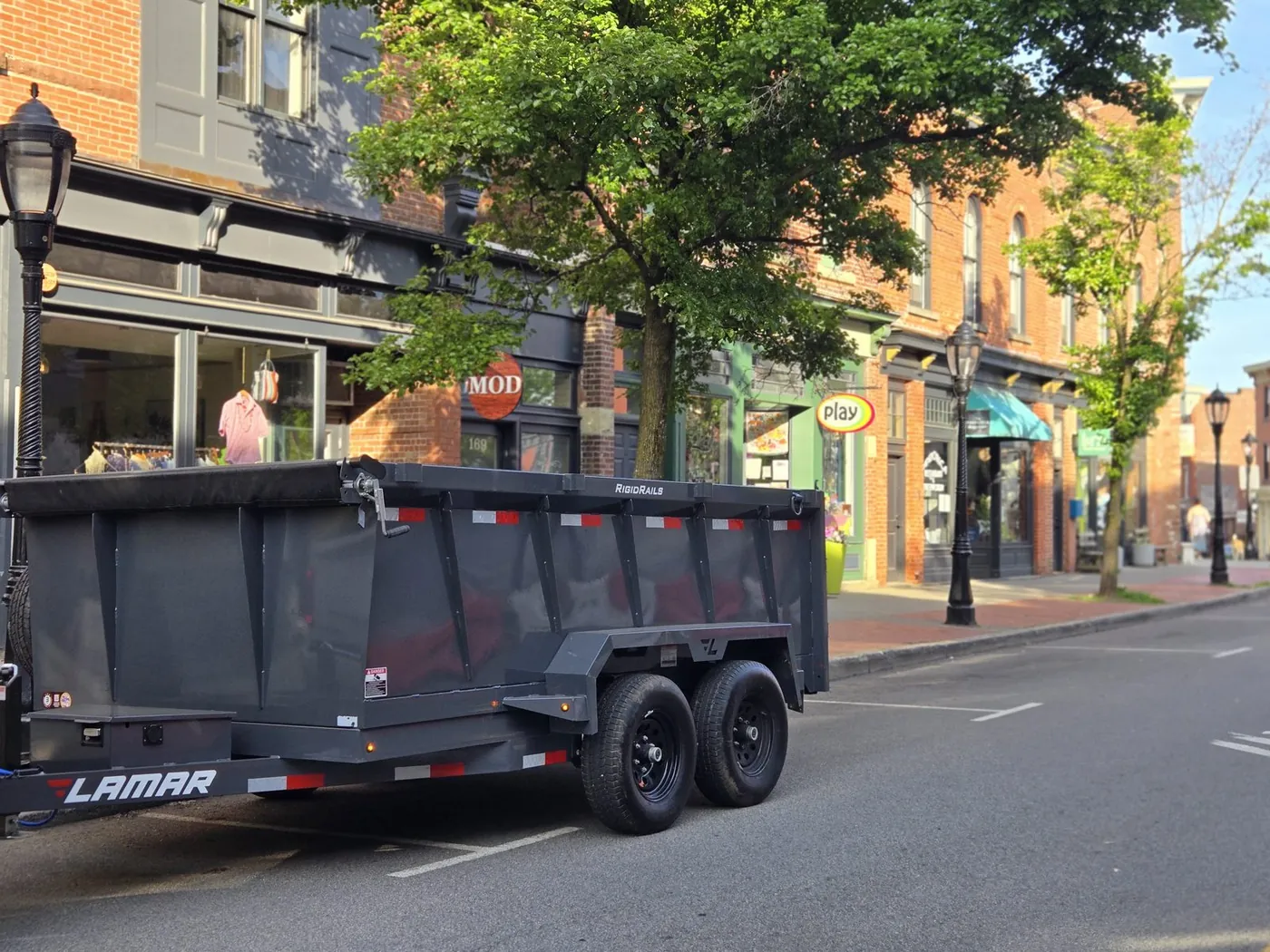 Mainline dump trailer on Main Street in the Hudson Valley